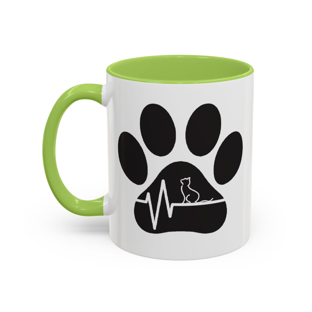 Cat Paw Heartbeat Coffee Mug — Pet Lover Accent Mug (11/15oz)