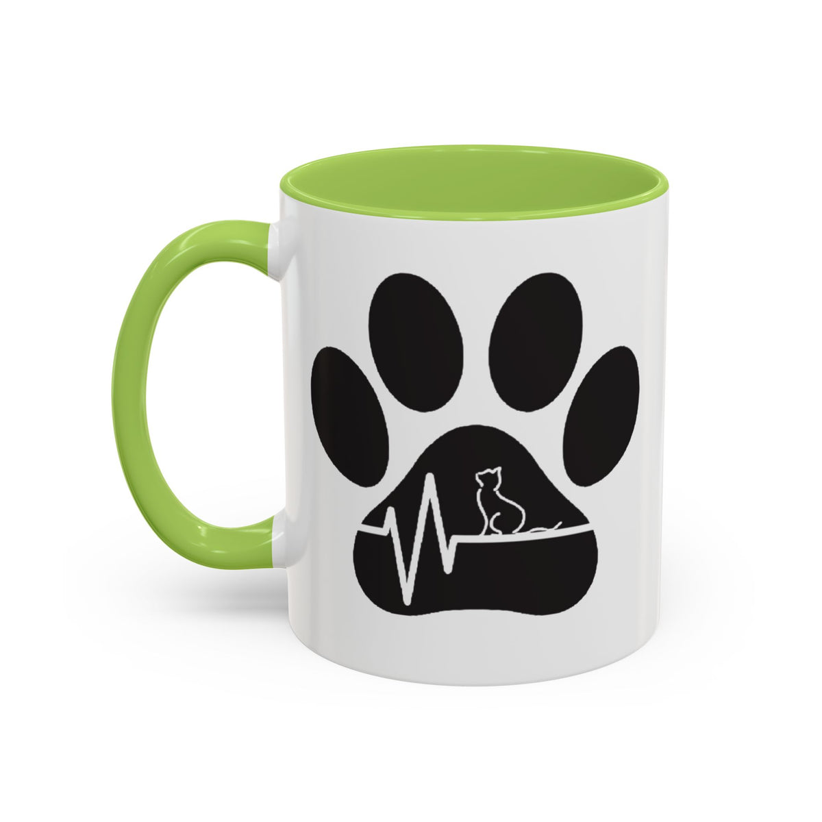 Cat Paw Heartbeat Coffee Mug — Pet Lover Accent Mug (11/15oz)