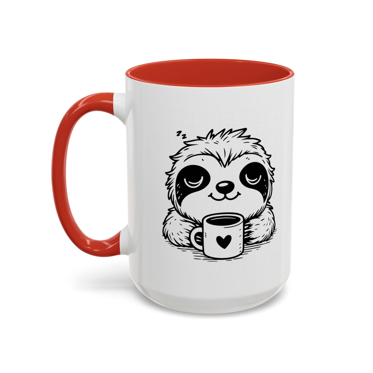 Cute Sloth Coffee Mug (Accent, 11/15oz) — Adorable Cartoon Sloth Holding Coffee Cup
