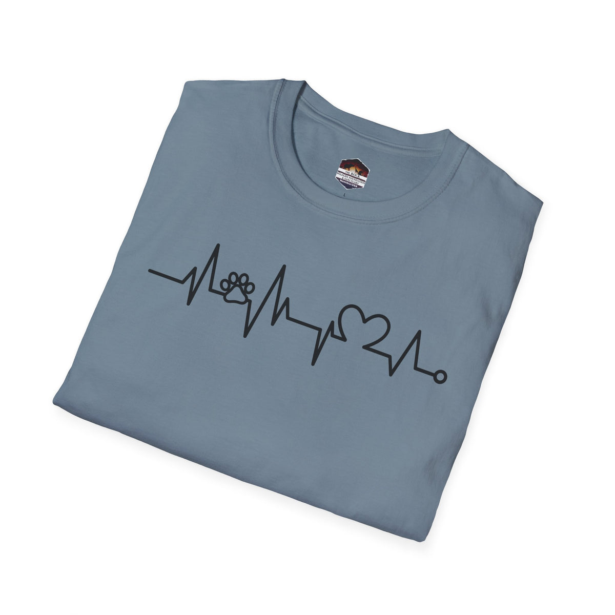 Heartbeat Paw & Heart T-Shirt — Pet Lover EKG Tee