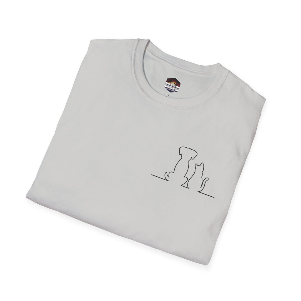 Dog and Cat Outline Tee — Minimal Pet Silhouette T-Shirt