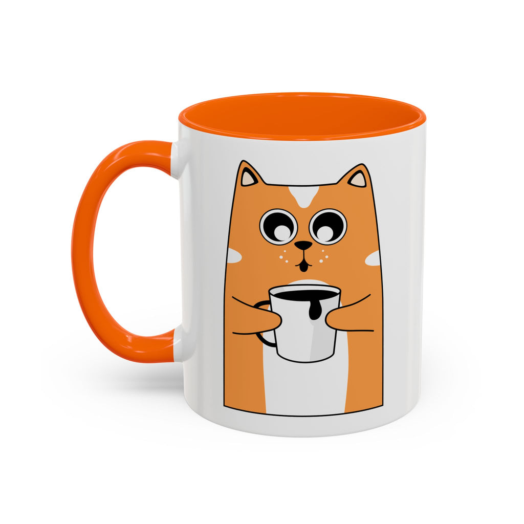 Sleepy Cat Accent Mug — 11/15oz Coffee Cup with Cat Design
