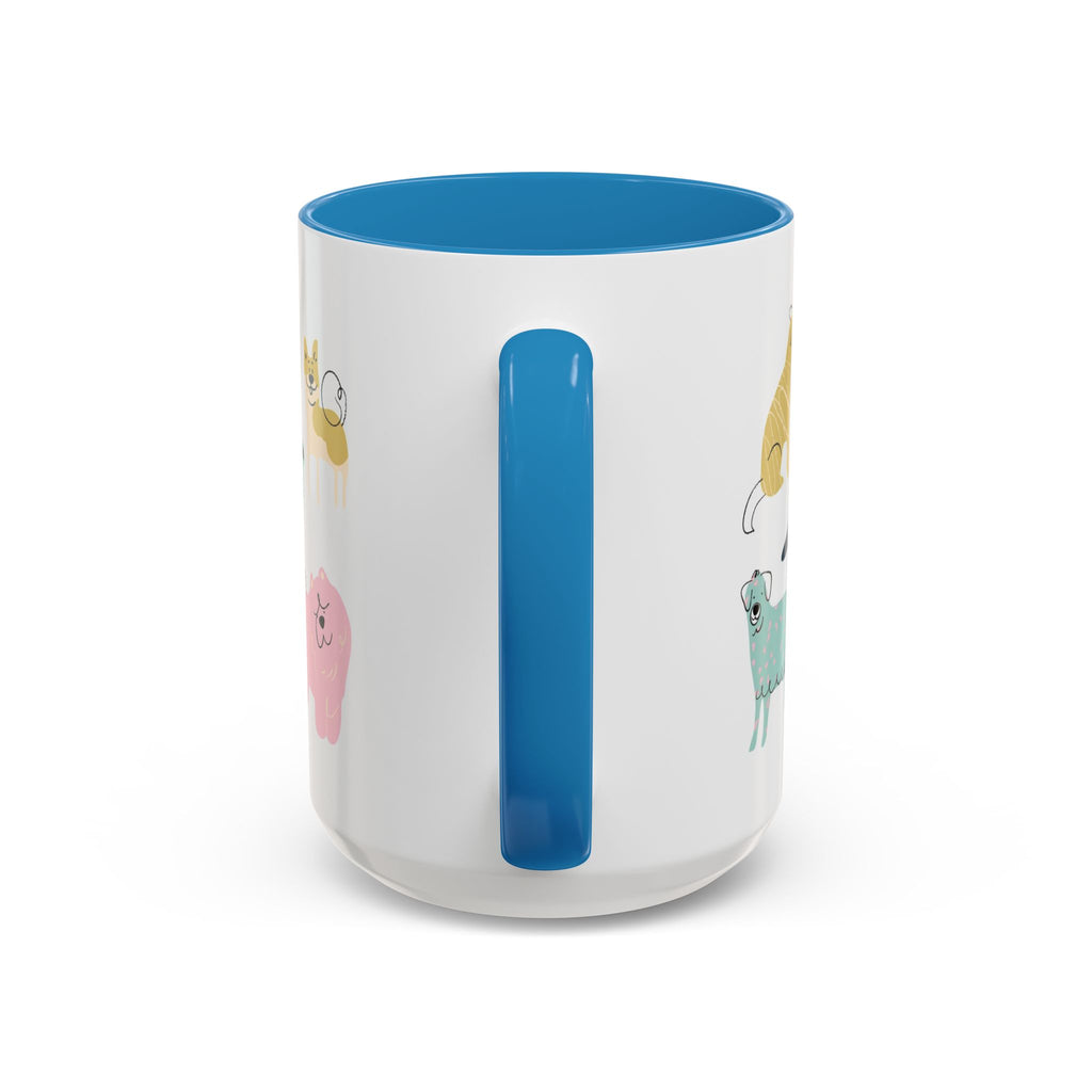 Dog Pattern Accent Coffee Mug — Cute Colorful Dog Breed Illustration (11/15 oz)