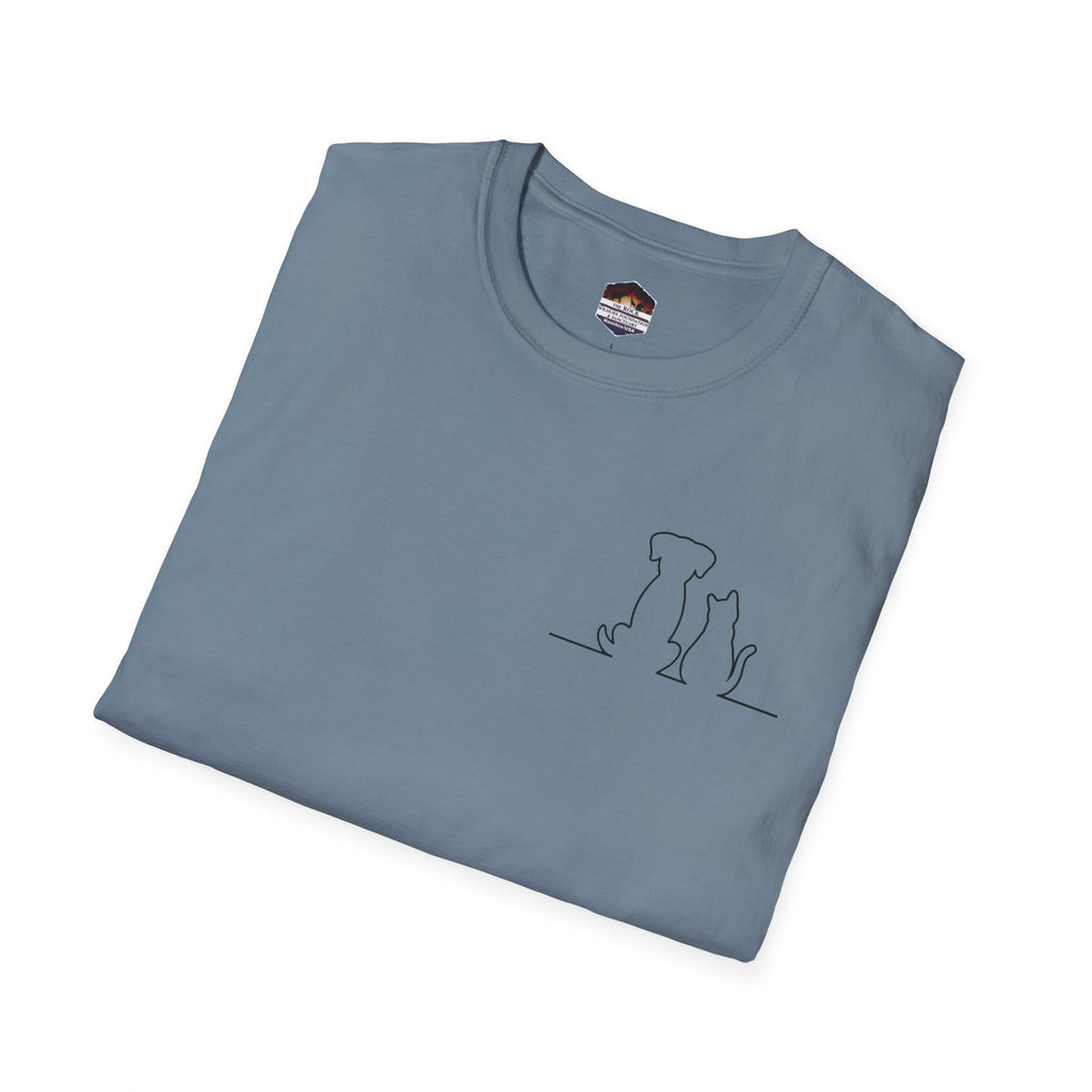 Dog and Cat Outline Tee — Minimal Pet Silhouette T-Shirt