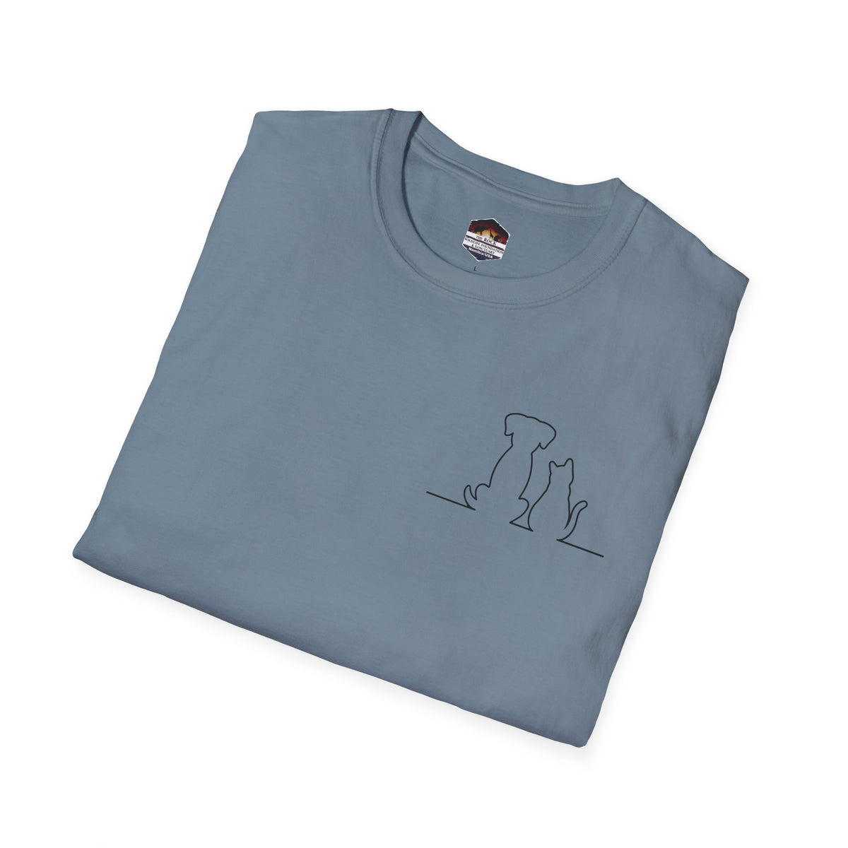 Dog and Cat Outline Tee — Minimal Pet Silhouette T-Shirt