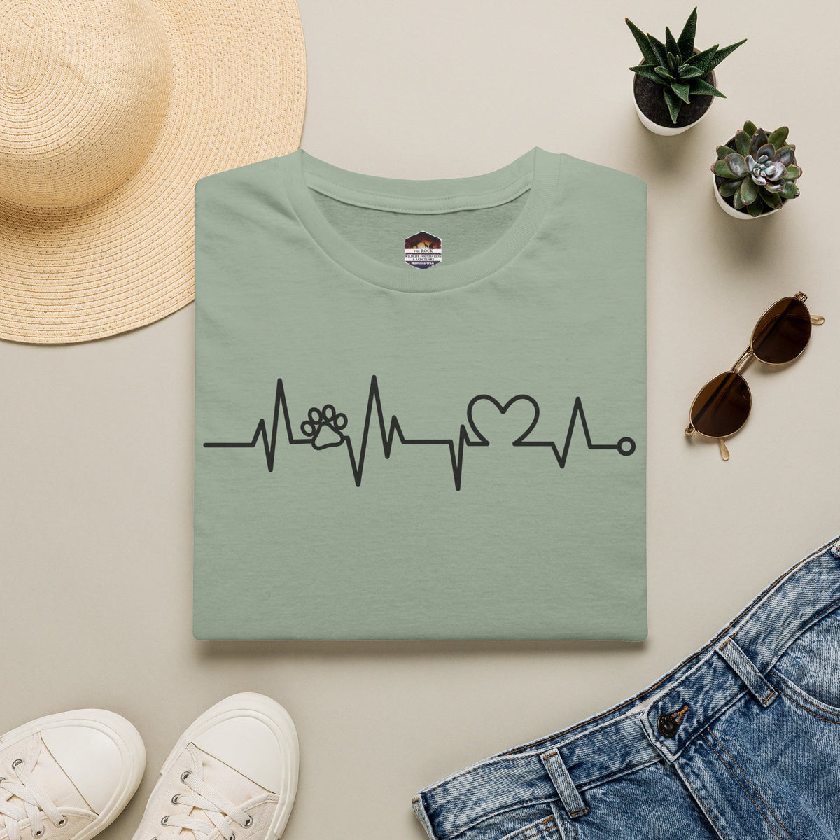 Heartbeat Paw & Heart T-Shirt — Pet Lover EKG Tee