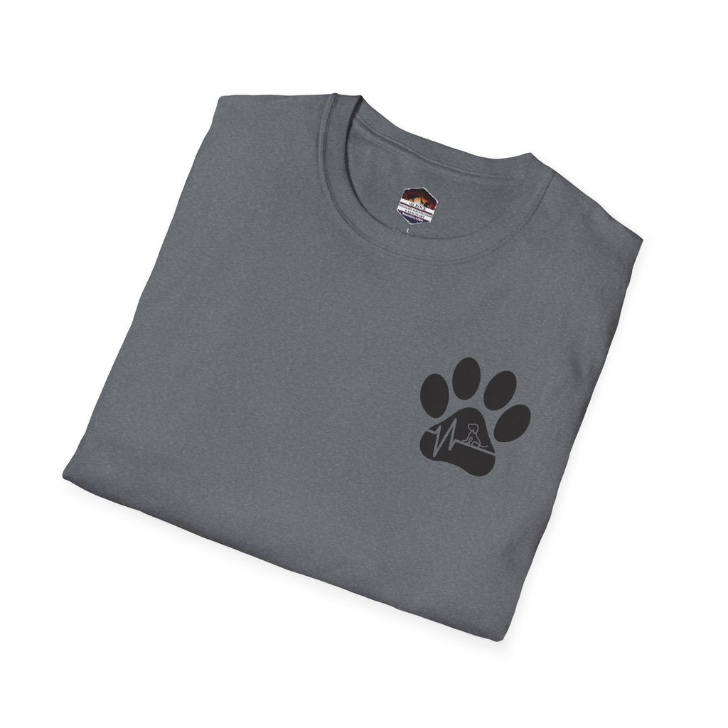T-Shirt — Paw & Heartbeat EKG Design (Pet Lover Tee)