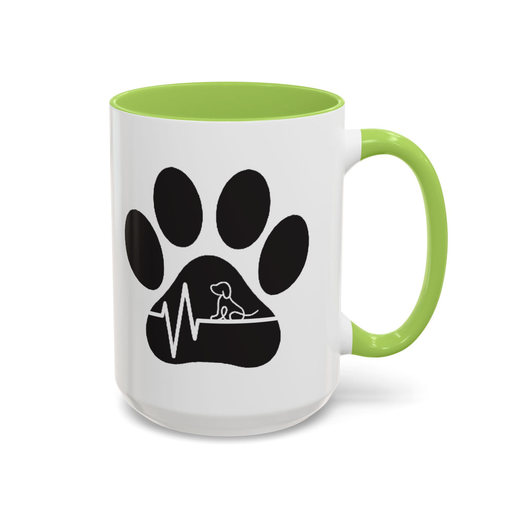 Dog Paw Heartbeat Coffee Mug — Pet Lover Accent Mug (11/15oz)