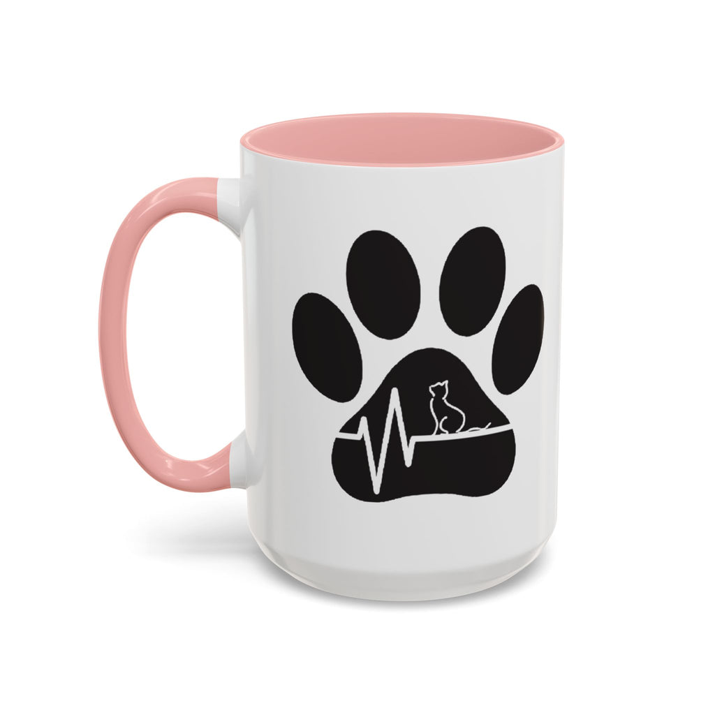 Cat Paw Heartbeat Coffee Mug — Pet Lover Accent Mug (11/15oz)