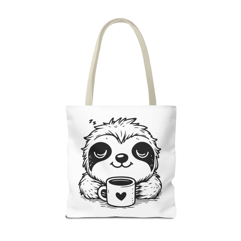 Sloth Coffee Tote Bag — Cute Relaxed Sloth Holding Mug