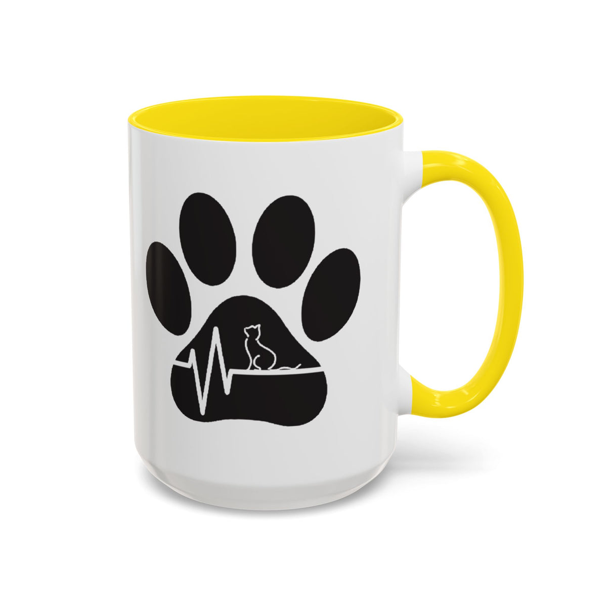 Cat Paw Heartbeat Coffee Mug — Pet Lover Accent Mug (11/15oz)