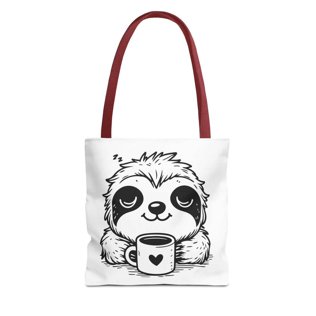 Sloth Coffee Tote Bag — Cute Relaxed Sloth Holding Mug