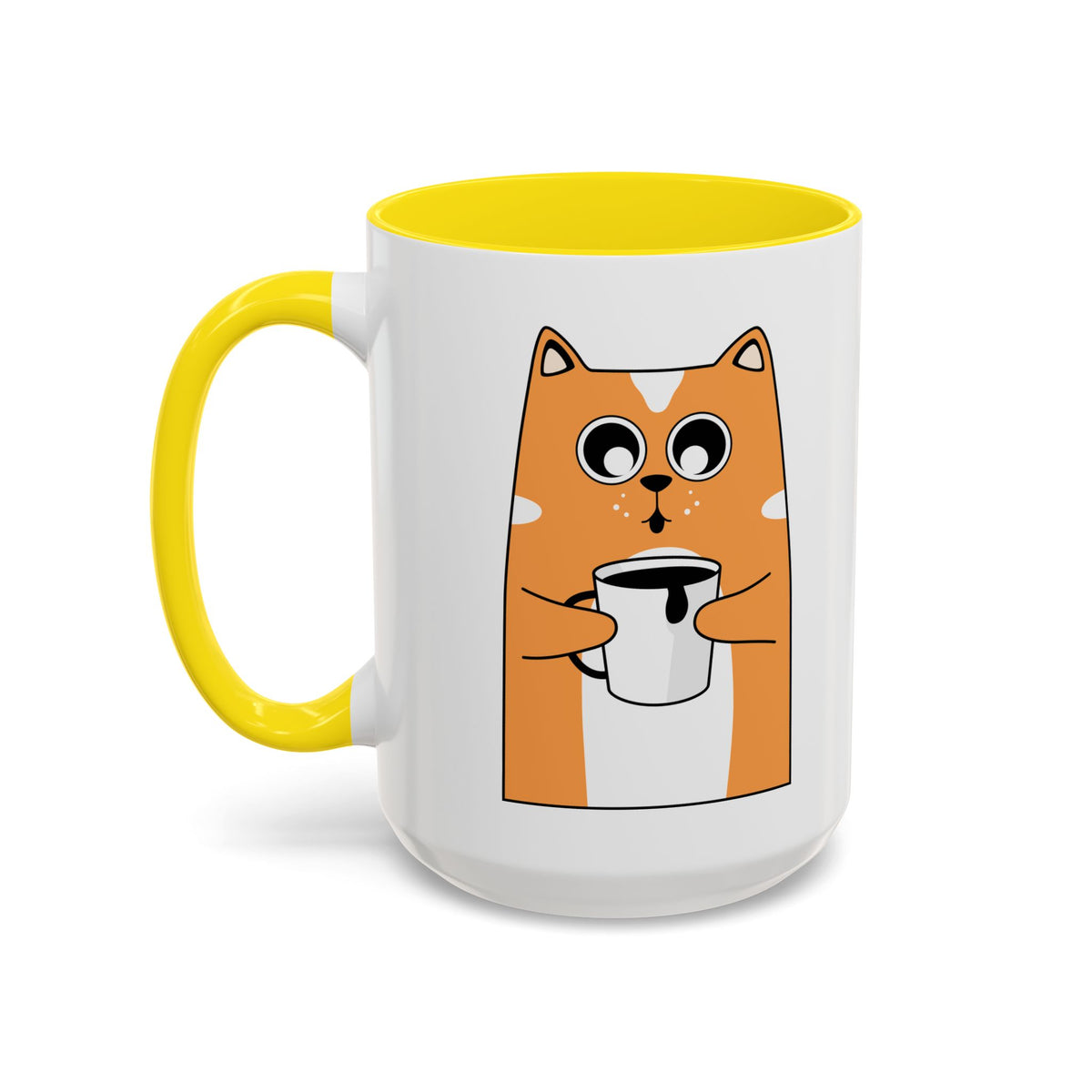Sleepy Cat Accent Mug — 11/15oz Coffee Cup with Cat Design