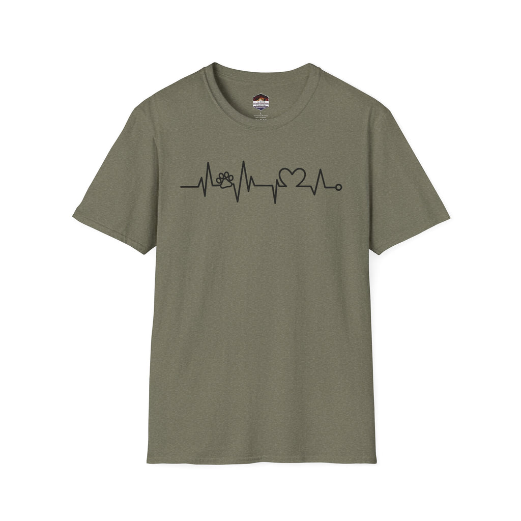 Heartbeat Paw & Heart T-Shirt — Pet Lover EKG Tee