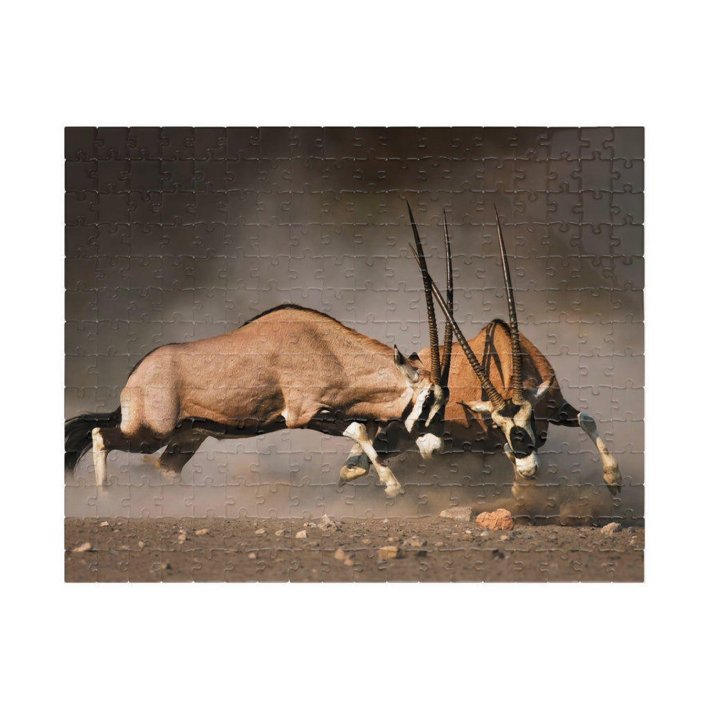 Gemsbok Antelope Jigsaw Puzzle — Wildlife Action Photography Puzzle (110–1014 pcs)
