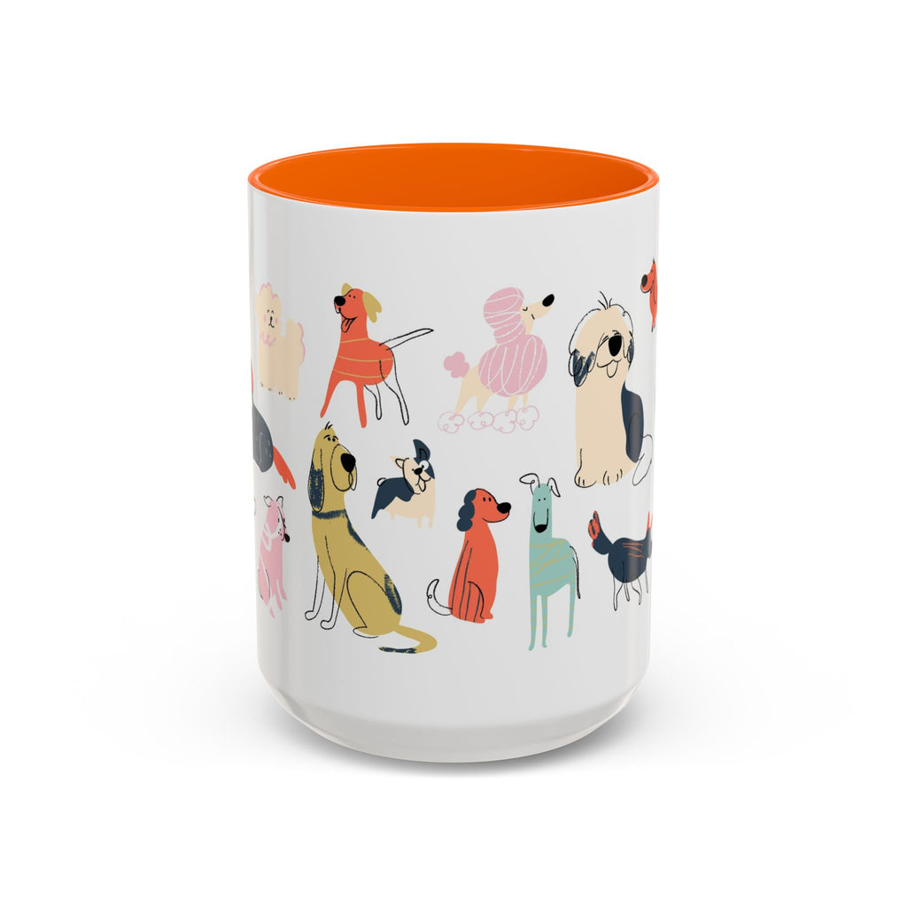 Dog Pattern Accent Coffee Mug — Cute Colorful Dog Breed Illustration (11/15 oz)