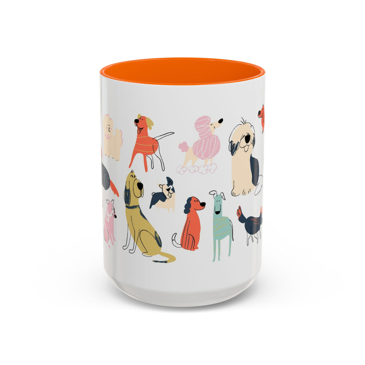 Dog Pattern Accent Coffee Mug — Cute Colorful Dog Breed Illustration (11/15 oz)
