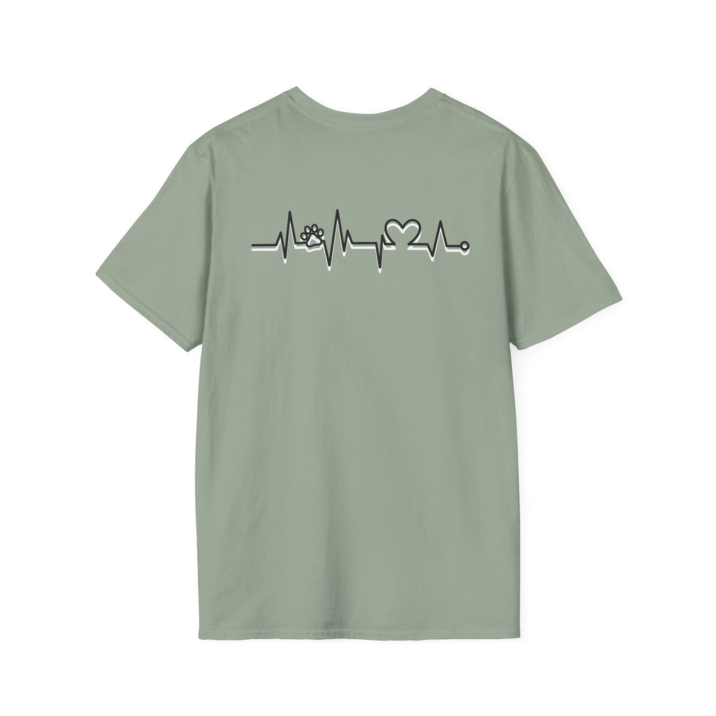 T-Shirt — Paw & Heartbeat EKG Design (Pet Lover Tee)