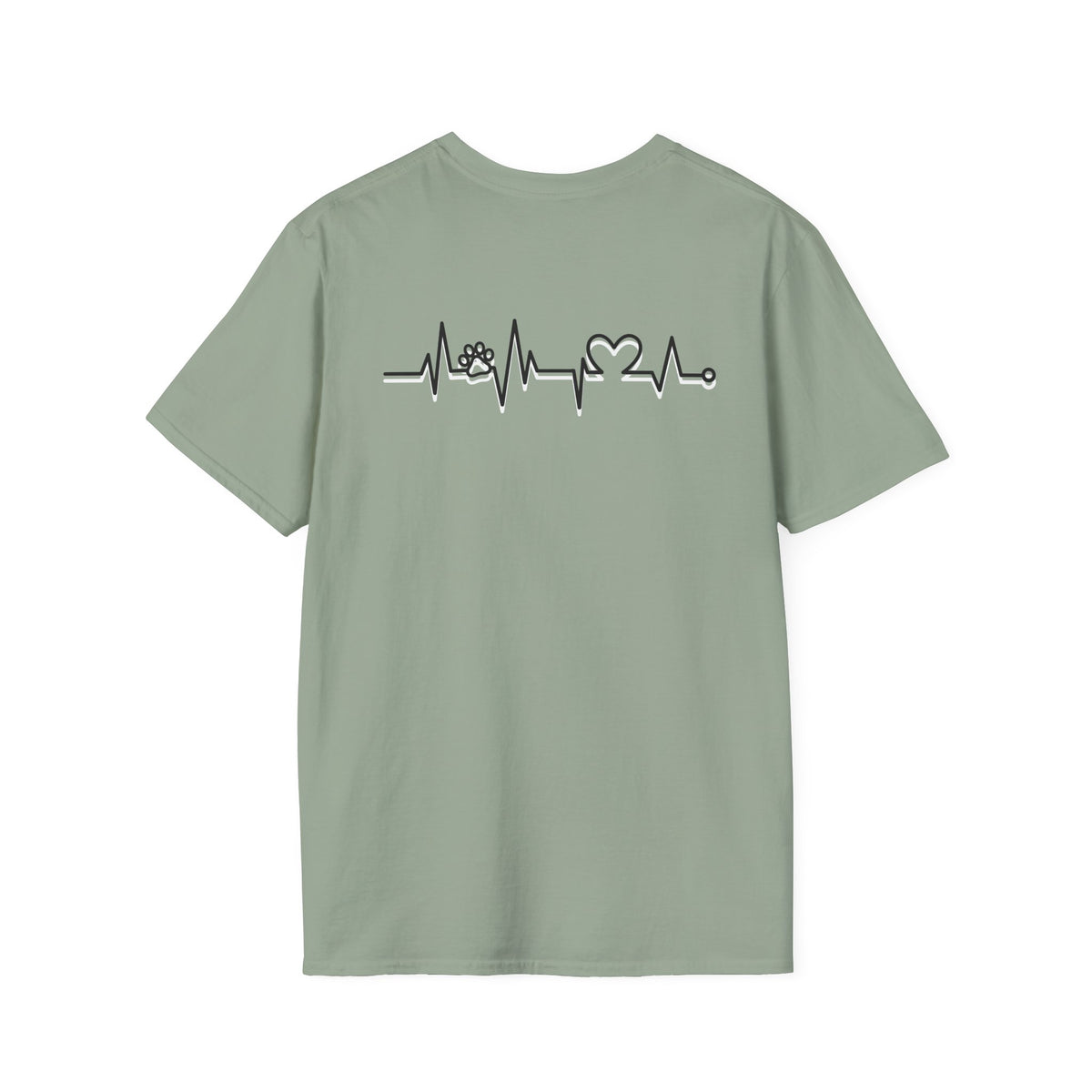 T-Shirt — Paw & Heartbeat EKG Design (Pet Lover Tee)