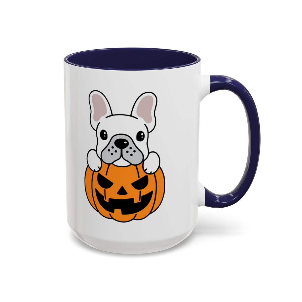 French Bulldog Halloween Coffee Mug – Cute Pup Peeking from Jack-o'-Lantern Accent Mug (11/15oz)
