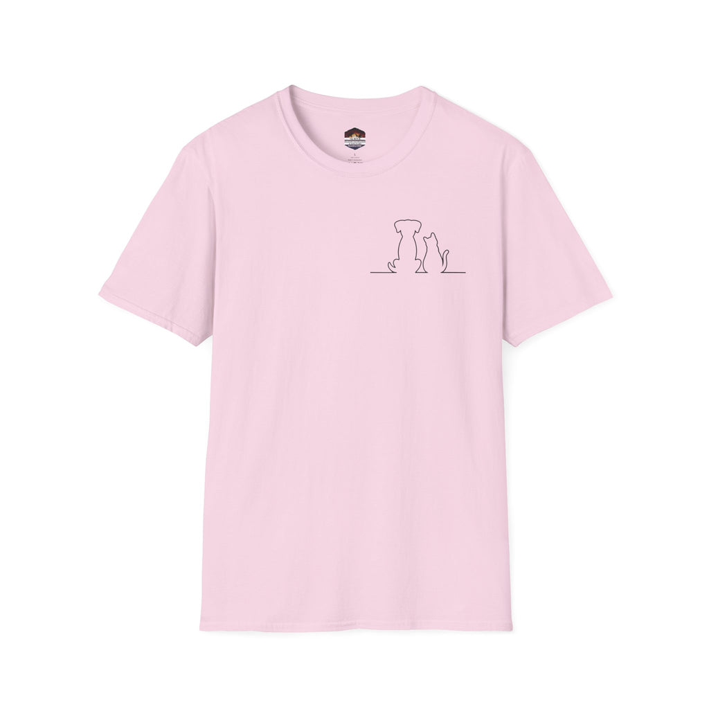 Dog and Cat Outline Tee — Minimal Pet Silhouette T-Shirt