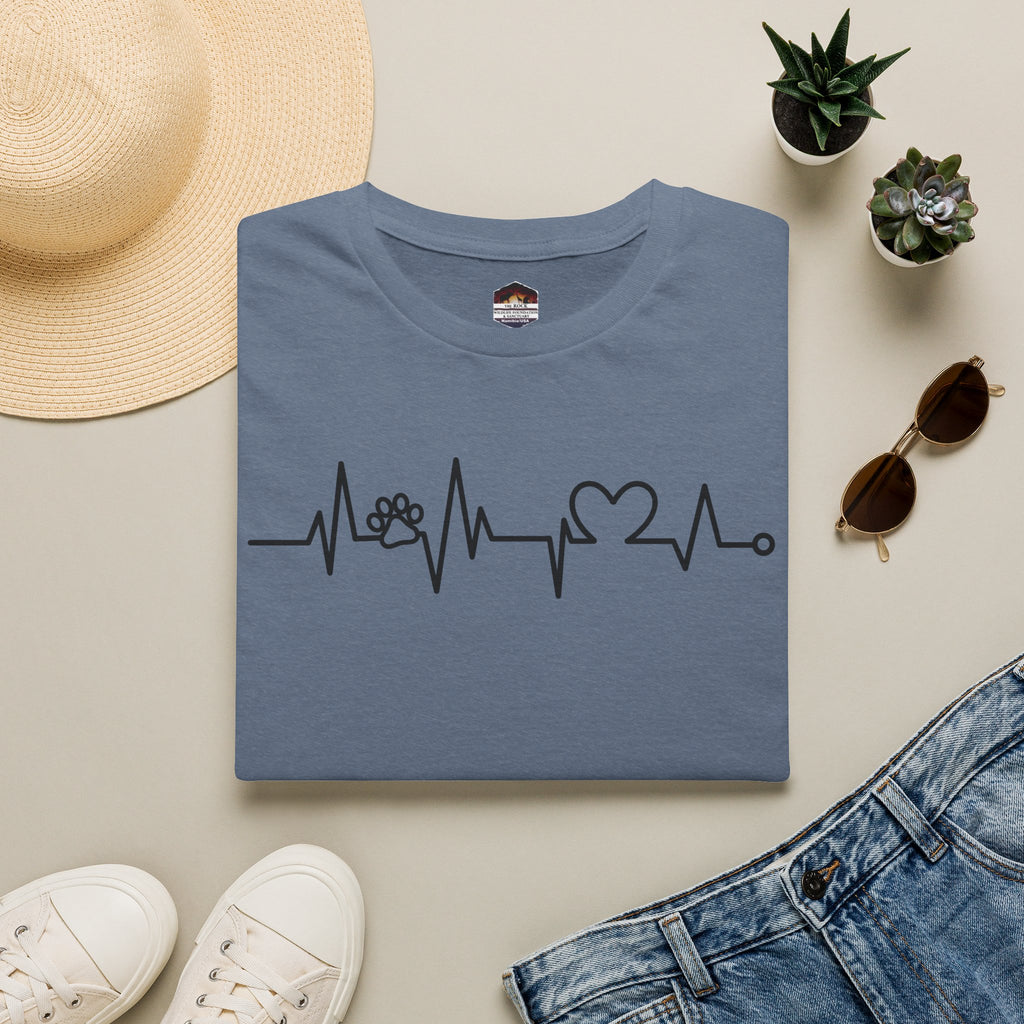 Heartbeat Paw & Heart T-Shirt — Pet Lover EKG Tee