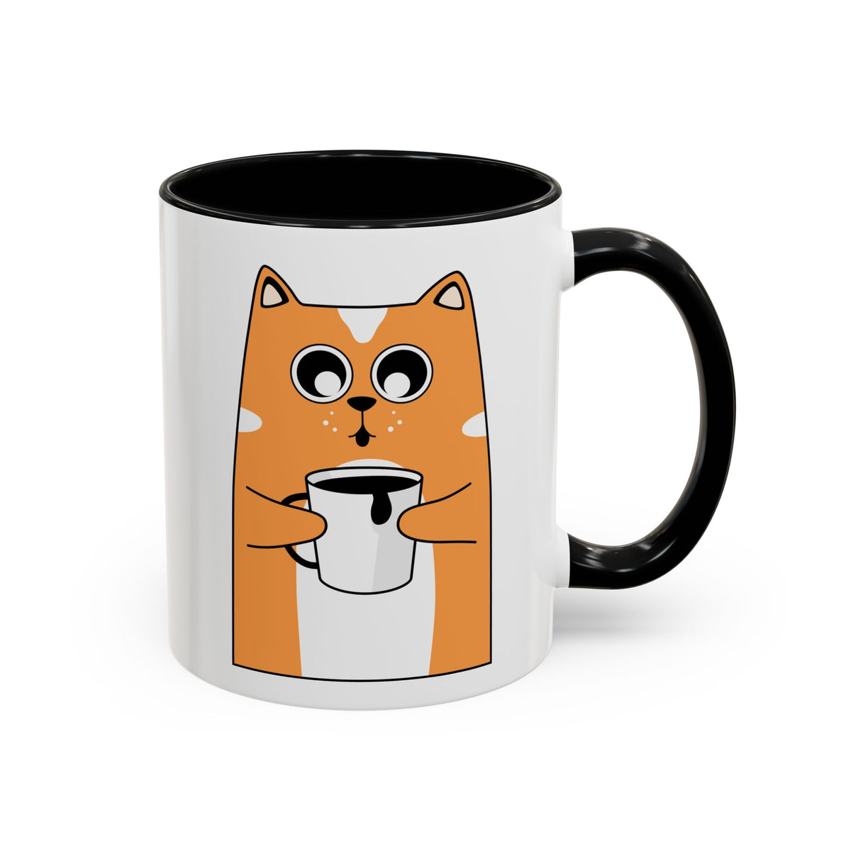 Sleepy Cat Accent Mug — 11/15oz Coffee Cup with Cat Design