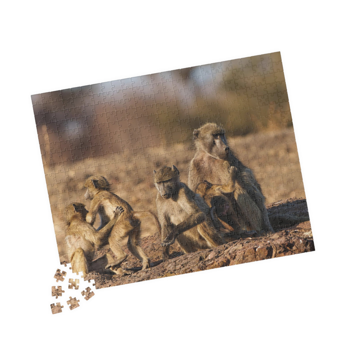 Baboon Family Wildlife Puzzle — Scenic African Safari Jigsaw (110–1014 pcs)