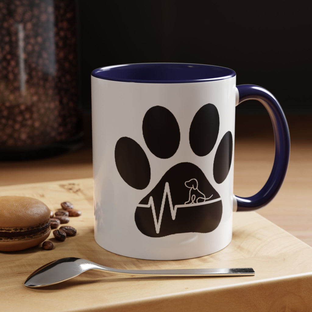 Dog Paw Heartbeat Coffee Mug — Pet Lover Accent Mug (11/15oz)
