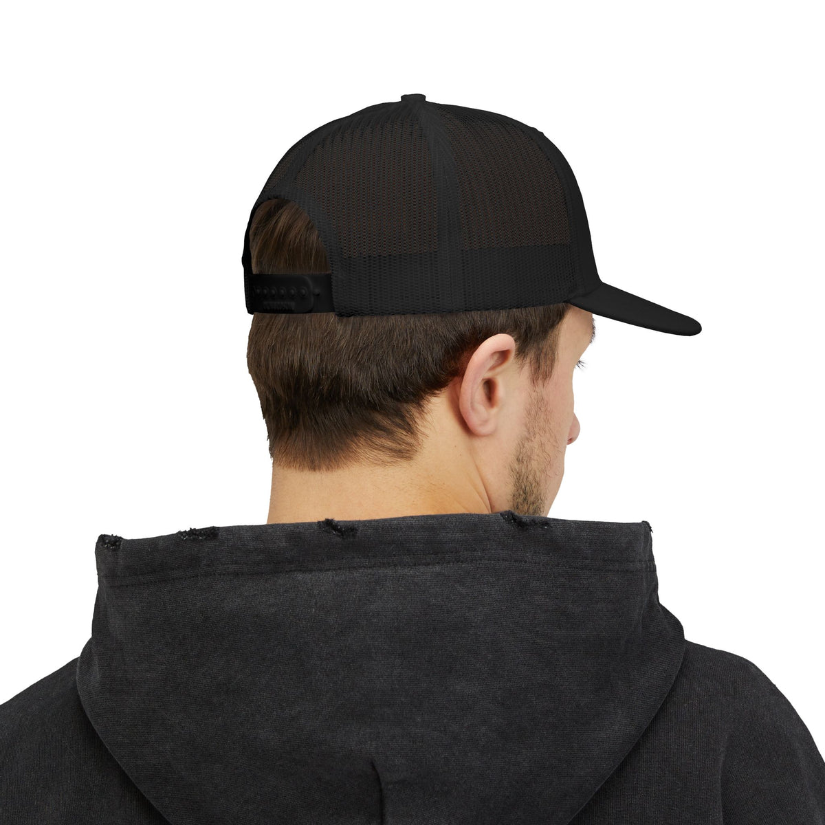 Rock Snapback Trucker Cap — White Mesh Baseball Hat