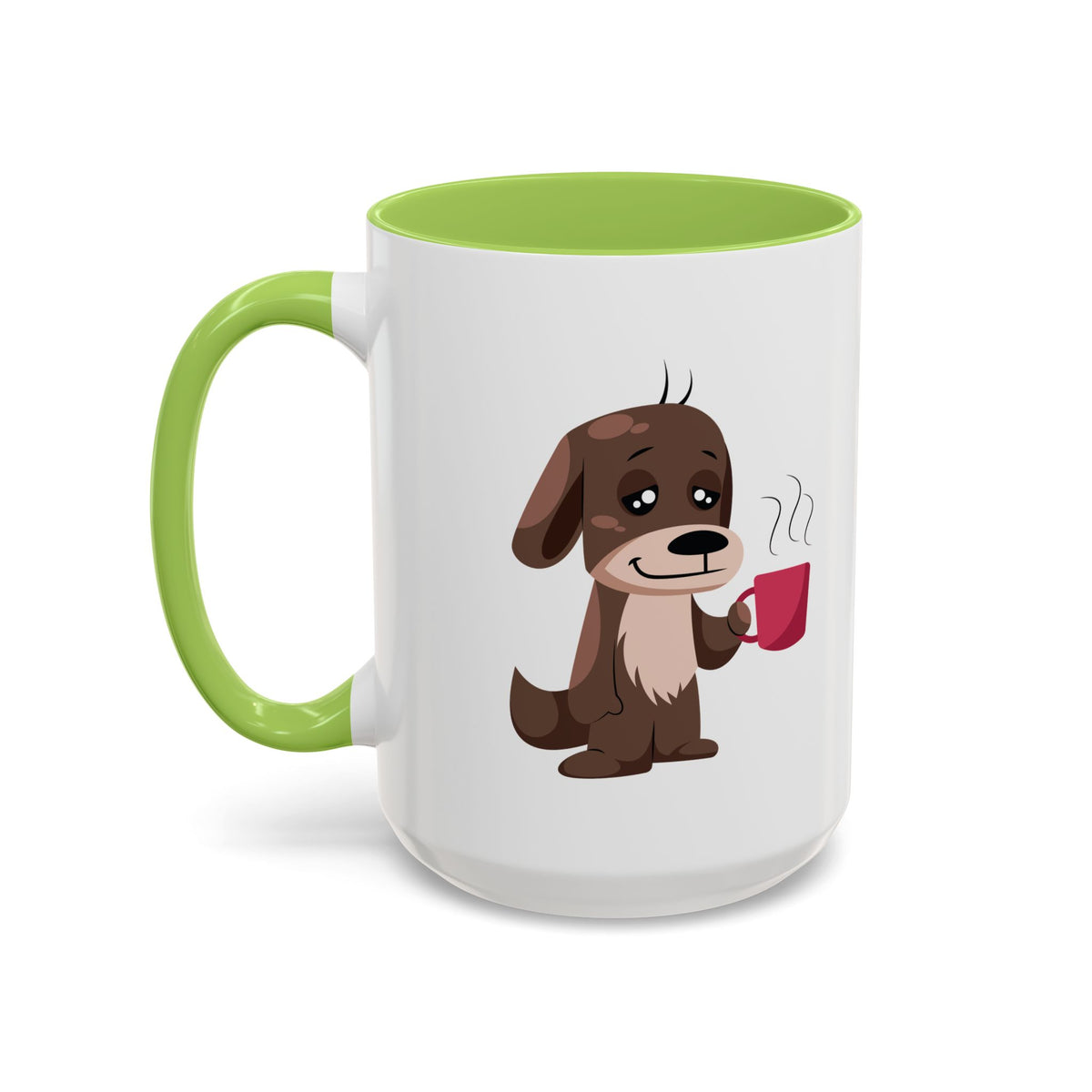 Cute Coffee Dog Mug — Adorable Puppy Holding Coffee Accent Mug (11/15 oz)
