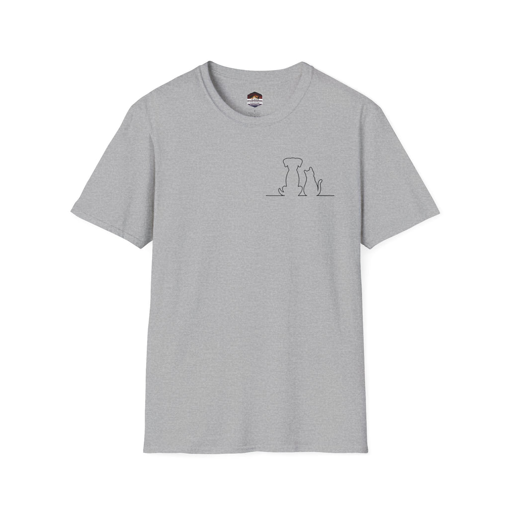 Dog and Cat Outline Tee — Minimal Pet Silhouette T-Shirt