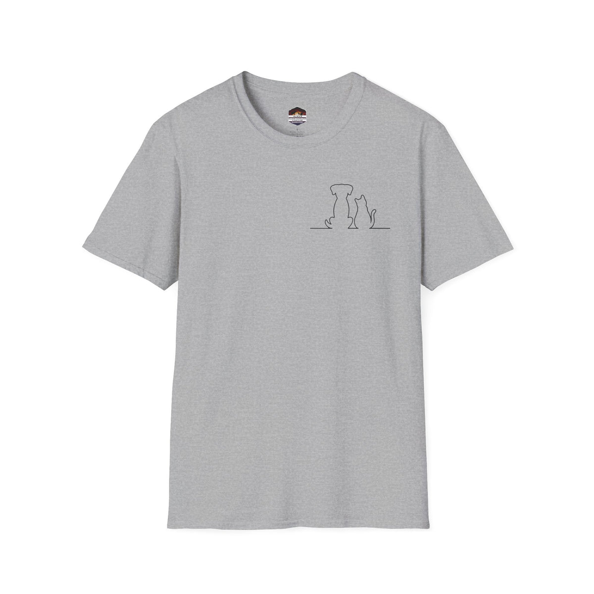 Dog and Cat Outline Tee — Minimal Pet Silhouette T-Shirt