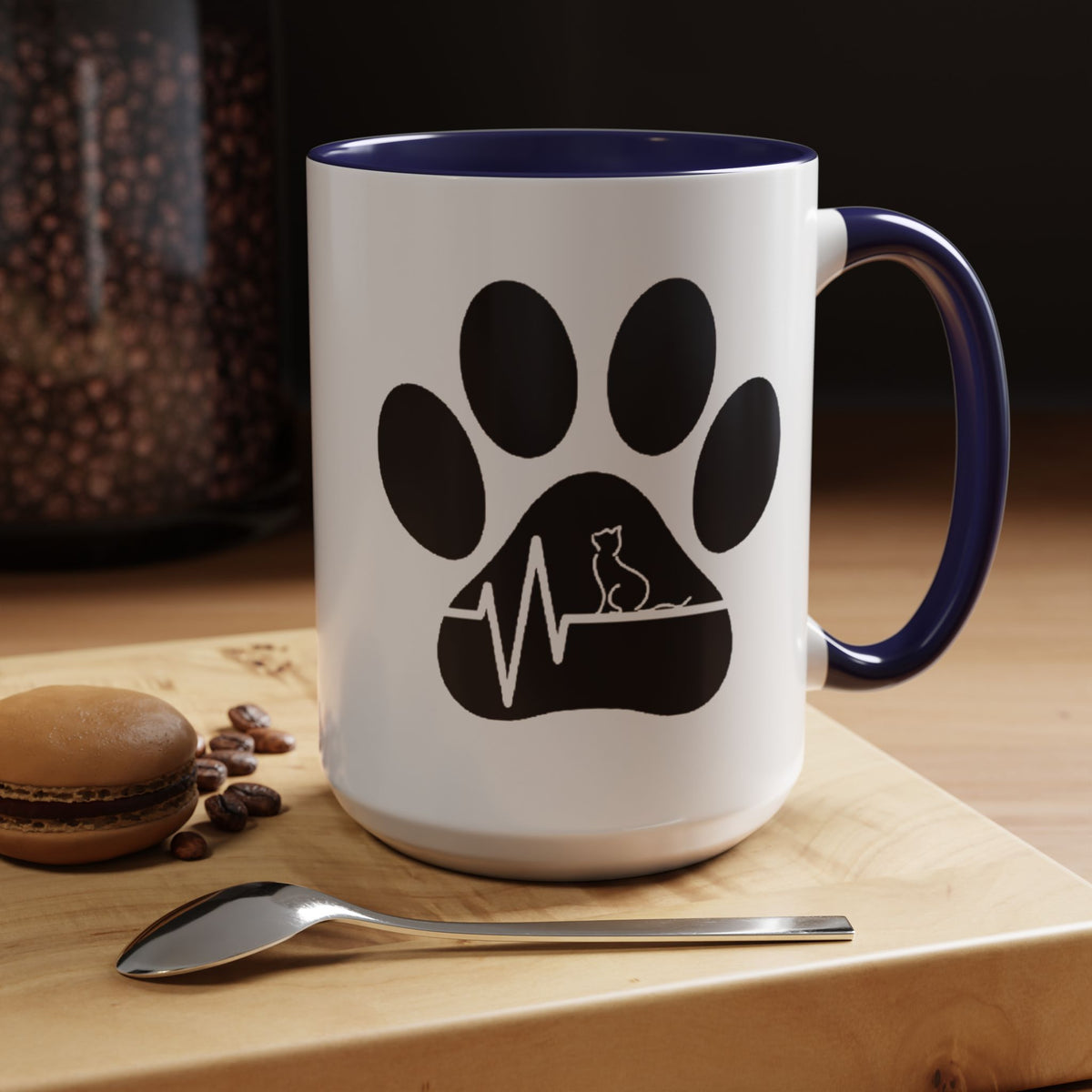 Cat Paw Heartbeat Coffee Mug — Pet Lover Accent Mug (11/15oz)