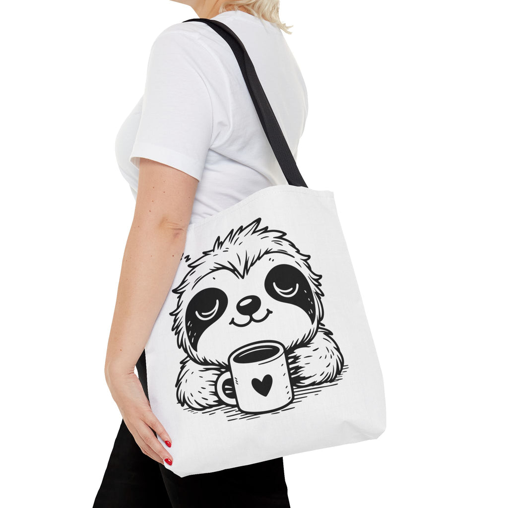 Sloth Coffee Tote Bag — Cute Relaxed Sloth Holding Mug