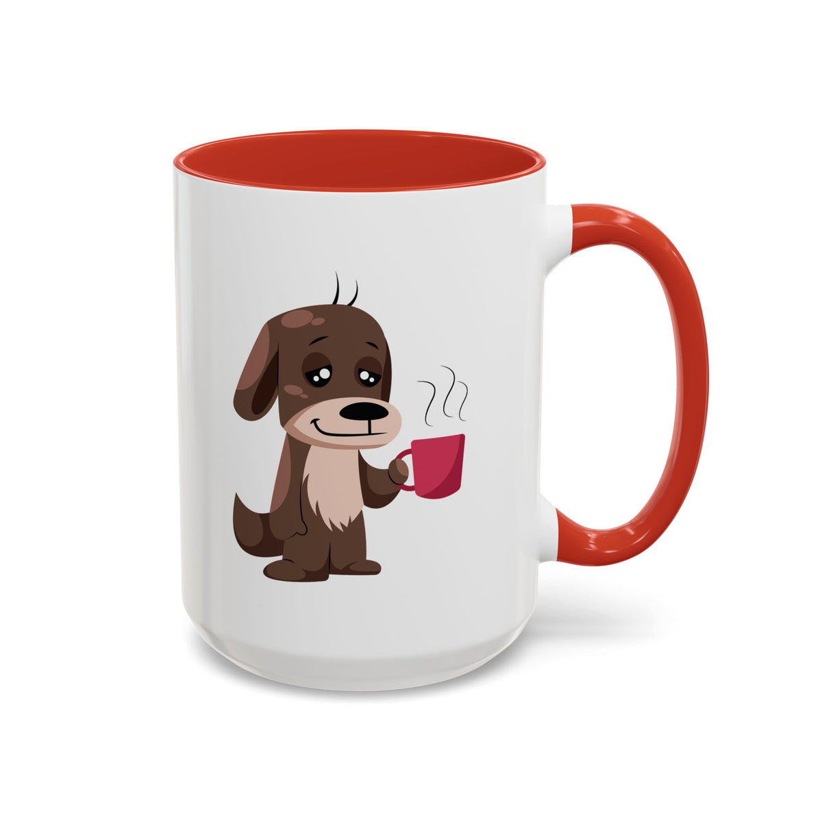 Cute Coffee Dog Mug — Adorable Puppy Holding Coffee Accent Mug (11/15 oz)