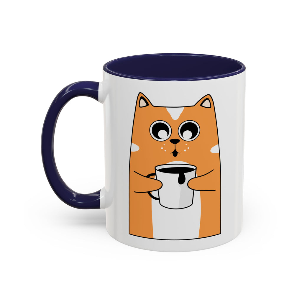 Sleepy Cat Accent Mug — 11/15oz Coffee Cup with Cat Design