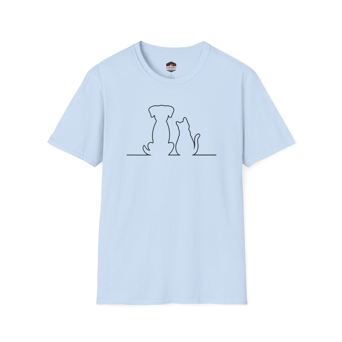 Dog and Cat Line Art T‑Shirt — Minimal Pet Silhouette Tee