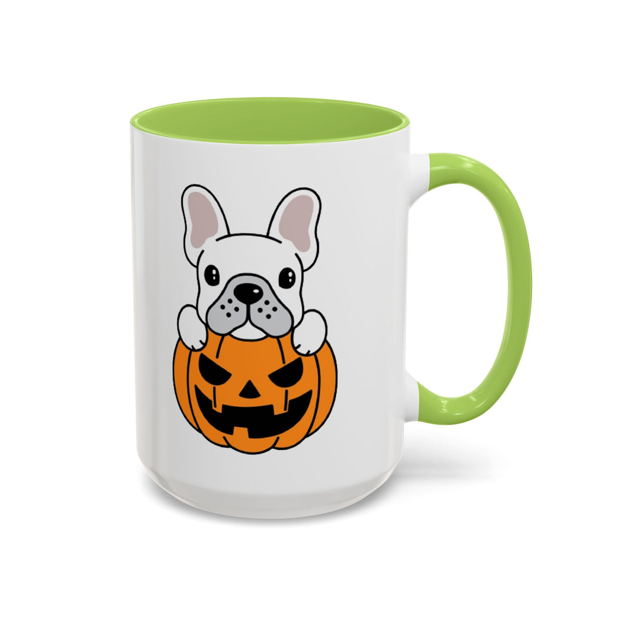 French Bulldog Halloween Coffee Mug – Cute Pup Peeking from Jack-o'-Lantern Accent Mug (11/15oz)
