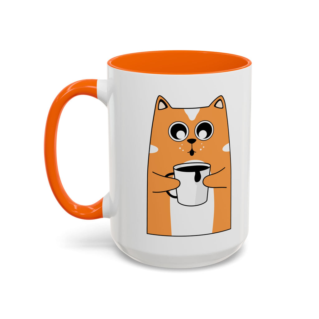 Sleepy Cat Accent Mug — 11/15oz Coffee Cup with Cat Design