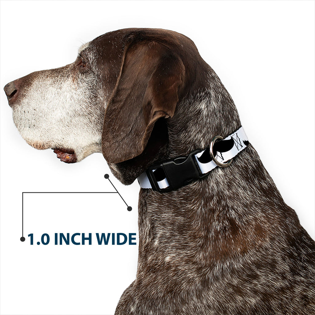 Plastic Clip Collar - Mustaches White/Black