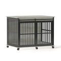 Iron and Wood Dog Crate End Table