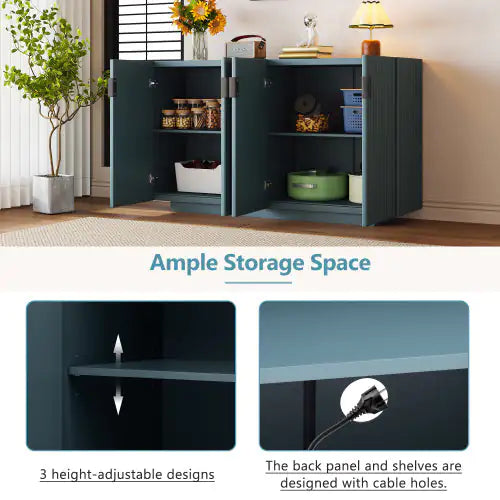 Retro Style 4-Door Cabinet-Antique Blue