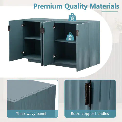 Retro Style 4-Door Cabinet-Antique Blue