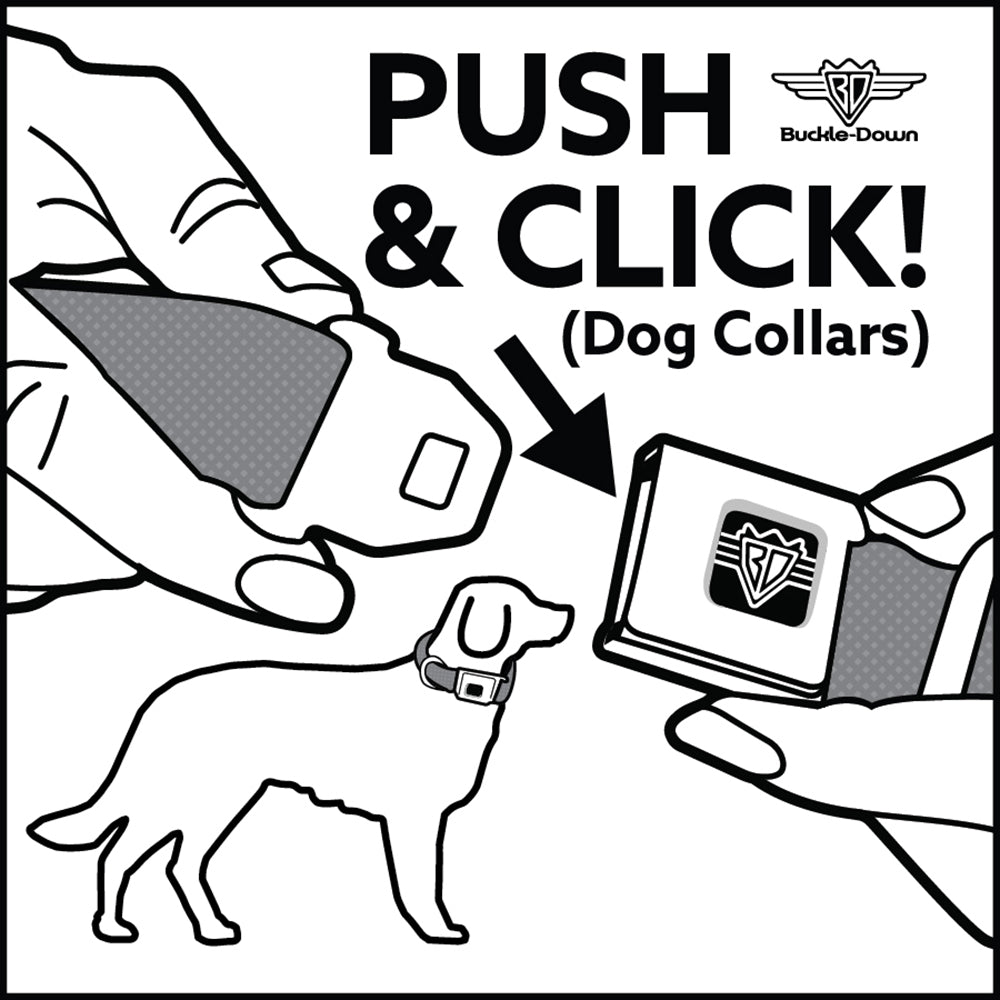 Dog Bone Seatbelt Buckle Collar - Diagonal Handlebar Mustaches White/Black