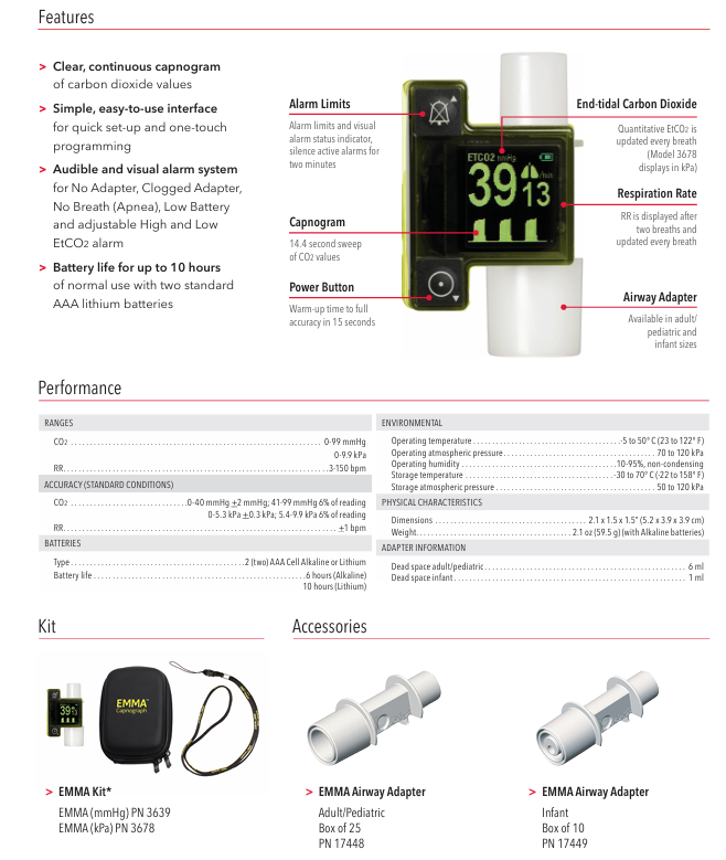 EMMA2 Portable Real-Time Capnography
