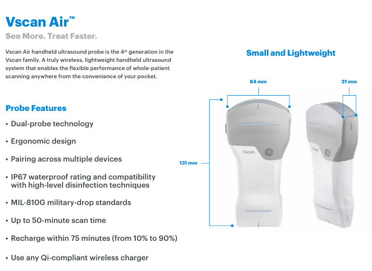 GE VScan Air CL Handheld Ultrasound