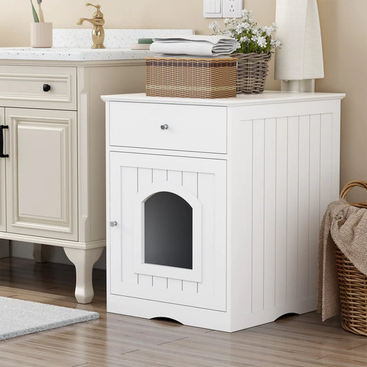 Wooden Pet House Cat Litter Box Enclosure