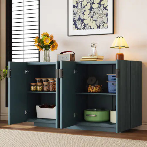 Retro Style 4-Door Cabinet-Antique Blue